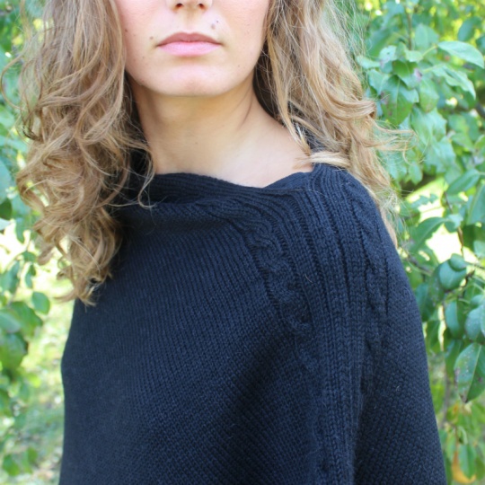 Black twisted alpaca poncho